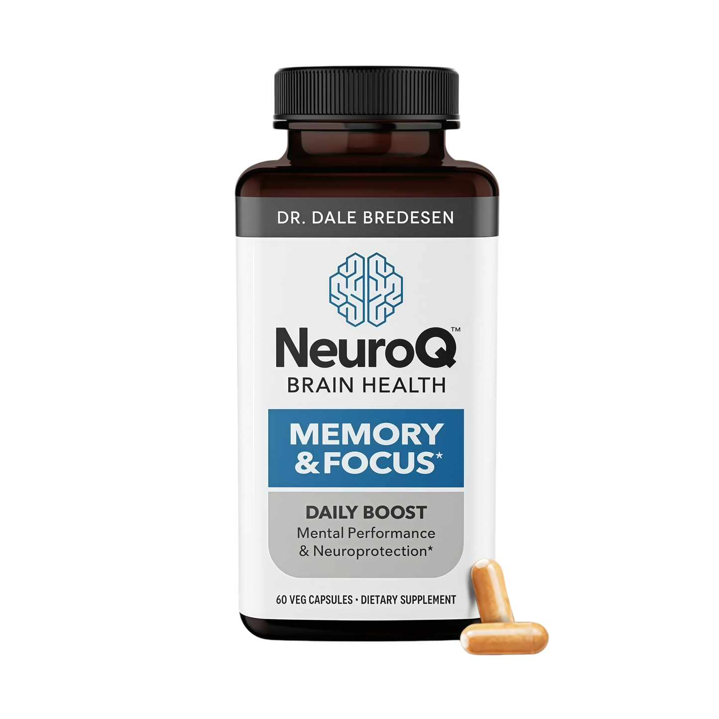 NeuroQ Memory & Focus | Formulated by Neurologist Dr. Dale Bredesen | Addresses All 4 Causes of Cognitive Decline | Ginkgo Biloba, Phosphatidylserine, Gotu Kola, Coffee Fruit, Turmeric & Propolis